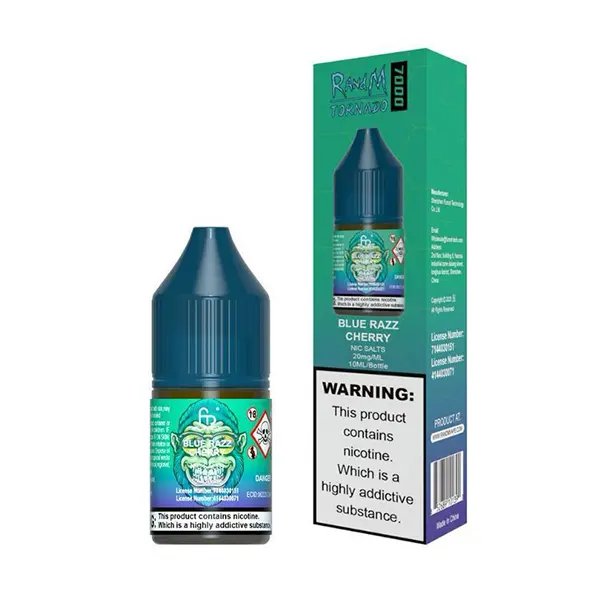 Blue Razz Cherry Nic Salt E-Liquid R and M Tornado Salts By Fumot 10ml 